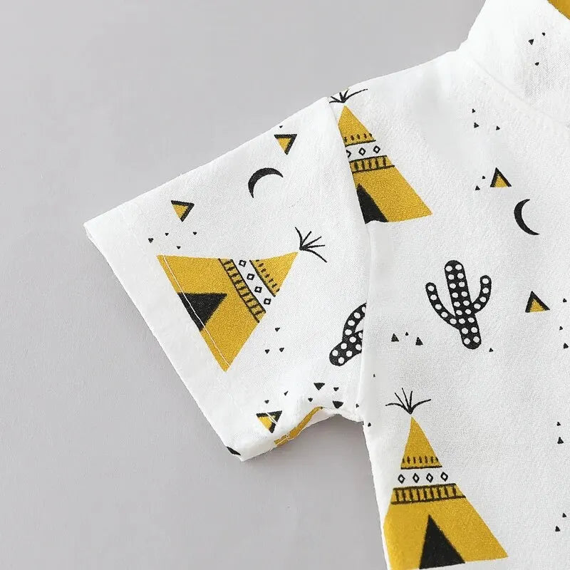 2PCS 100% Cotton Random Full Print Short Sleeved Outfit