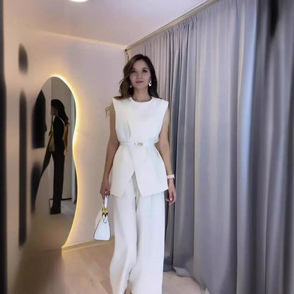 Women's Two-piece Set Solid Color Suit